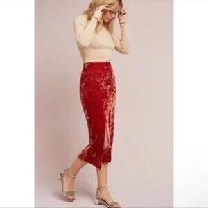Anthropologie Maeve crushed velvet skirt